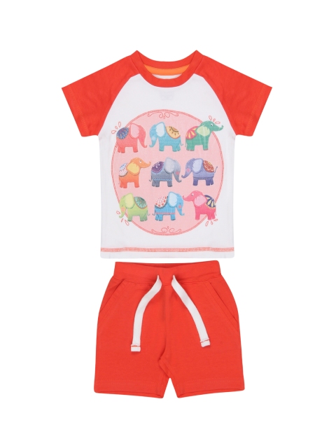 

Nap Chief Kids Red & White Printed T-shirt with Shorts
