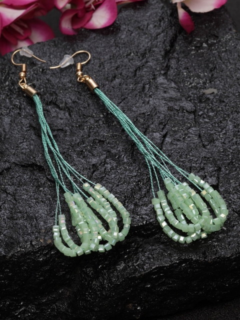 

DUGRISTYLE Green Tourmaline Contemporary Drop Earrings