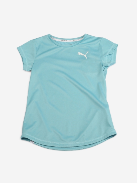 

Puma Girls Turquoise Blue Solid Round Neck Active T-shirt