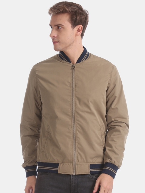 

Ruggers Men Brown Solid Bomber Jacket