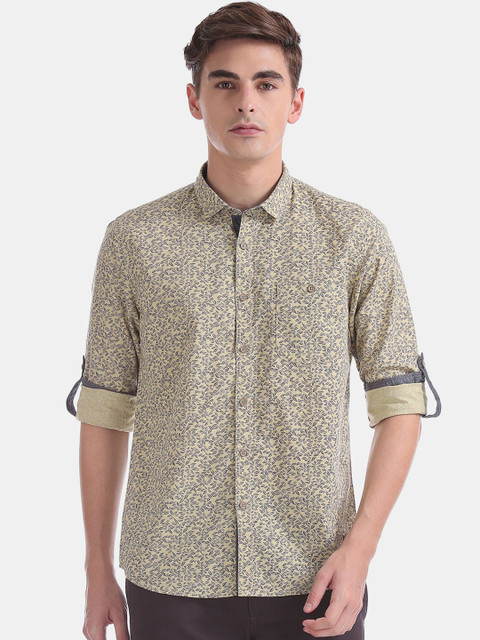 

Cherokee Men Yellow & Grey Regular Fit Printed Casual Shirt