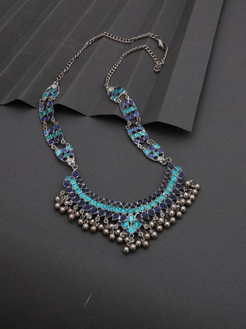 

Crunchy Fashion Silver-Toned & Blue Alloy Necklace