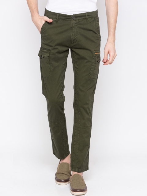 

SPYKAR Men Olive Green Slim Fit Solid Cargos