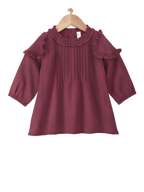 

KiddoPanti Girls Red Solid A-Line Top