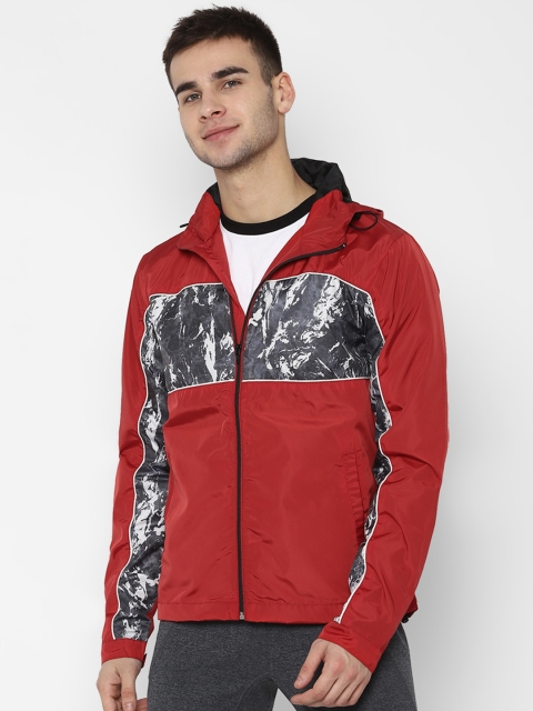 

SKULT by Shahid Kapoor Men Red Printed Sporty Hooded Jacket