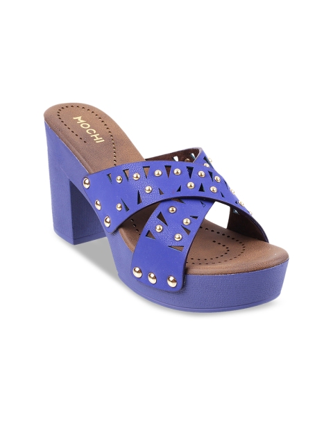 

Mochi Women Blue & Gold-Toned Solid Block Heels