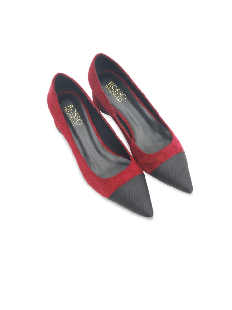 

ROSSO BRUNELLO Women Burgundy & Grey Colourblocked Pumps