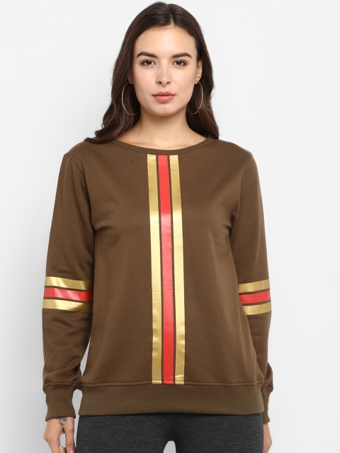 

Lady Stark Women Olive Brown Striped Sweatshirt