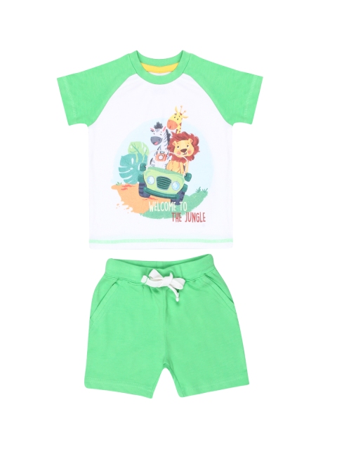 

Nap Chief Kids Green & White Printed T-shirt with Shorts
