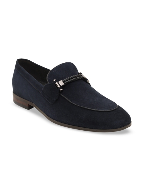 

ROSSO BRUNELLO Men Blue Solid Leather Formal Loafers