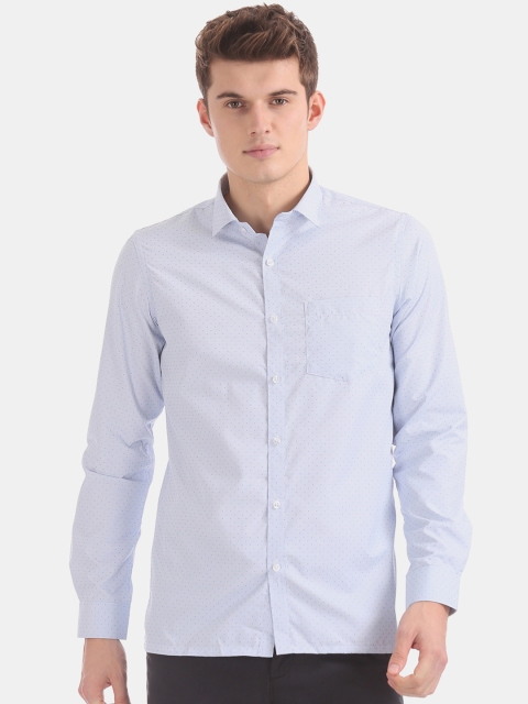 

Excalibur Men White & Blue Slim Fit Printed Casual Shirt
