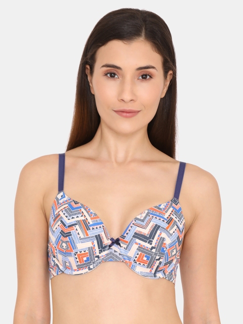 

Zivame Multicoloured & Multicoloured Printed Underwired Lightly Padded T-shirt Bra, Multi