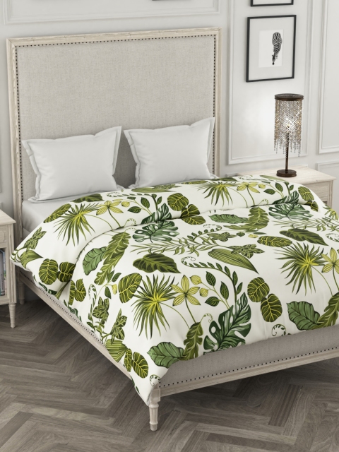 Portico New York White & Green Floral AC Room 120 GSM Double Bed Comforter