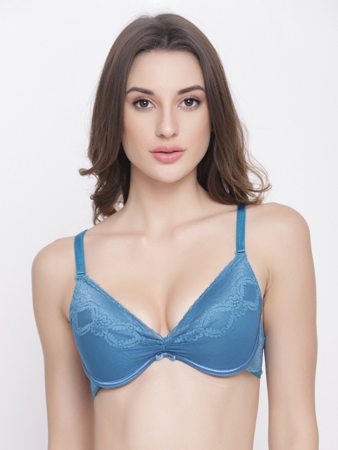 

PrettyCat Blue Solid Underwired Non Padded T-shirt Bra