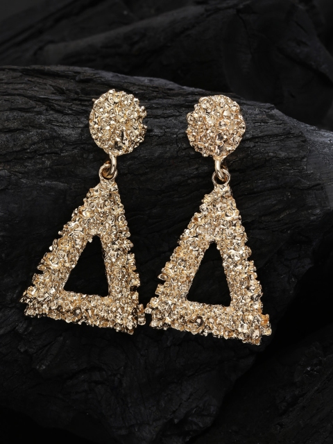 

ZeroKaata Gold-Toned Handcrafted Triangular Drop Earrings
