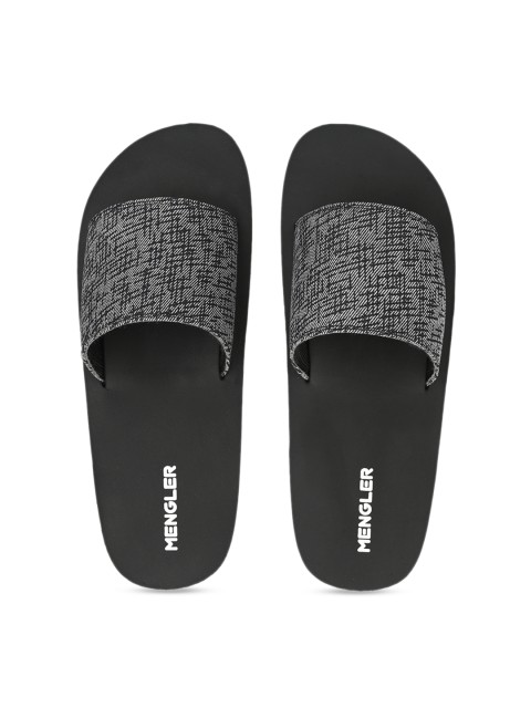 

MENGLER Men Grey Printed Sliders