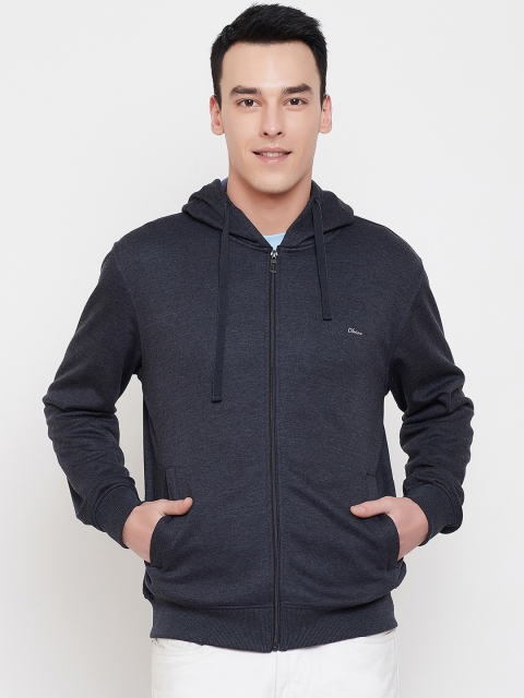 

Okane Men Navy Blue Solid Hooded Sweatshirt