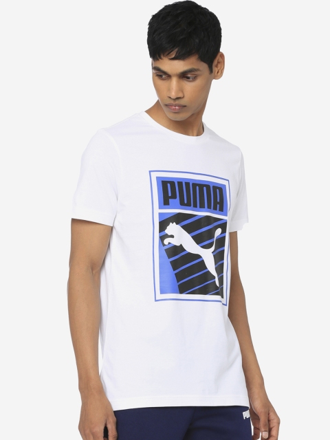 

Puma Men White Printed Round Neck T-shirt