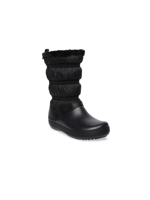

Crocs Women Black Solid Crocband High-Top Flat Boots