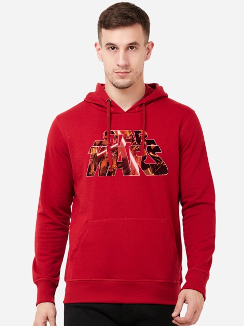 

STAR WARS Men Red & Black Printed Hooded Pullover Sweatshirt