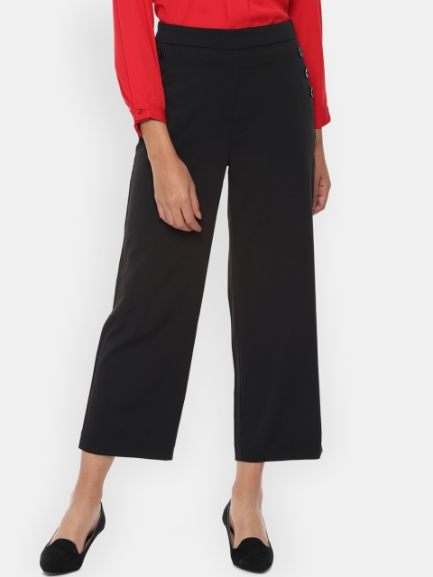 

Van Heusen Woman Women Black Regular Fit Solid Parallel Trousers