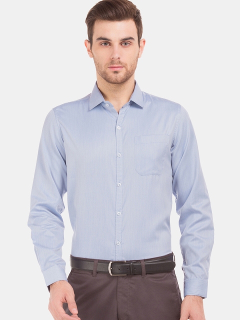 

Excalibur Men Blue Slim Fit Solid Jacquard Formal Shirt
