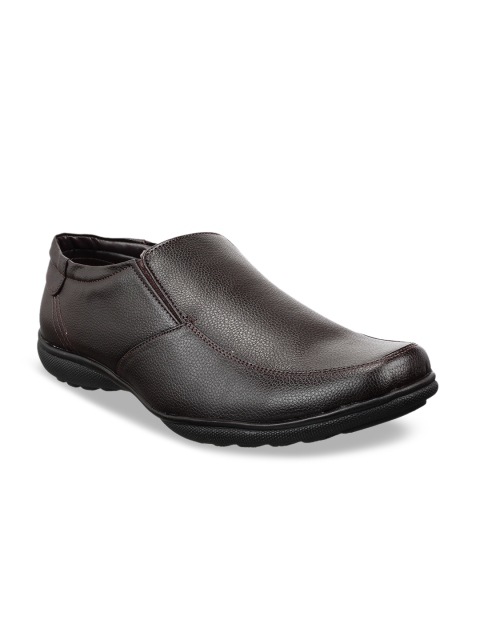 

Vardhra Men Brown Textured Formal Slip-Ons