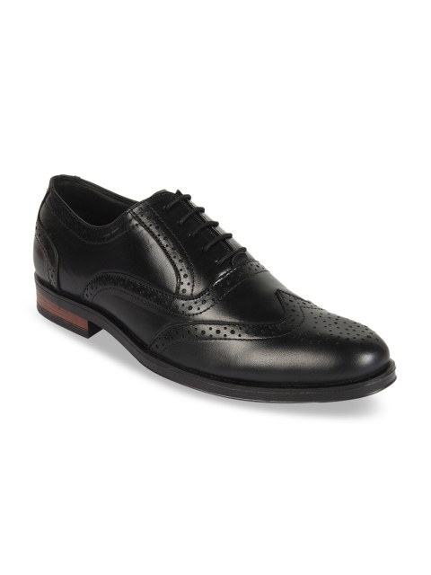 

Vardhra Men Black Textured Leather Formal Brogues