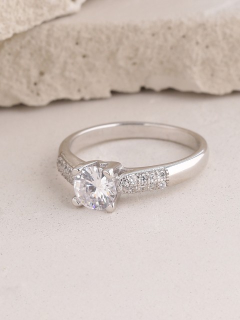 

ADORN by Nikita Ladiwala Sterling Silver & White CZ-Studded Finger Ring