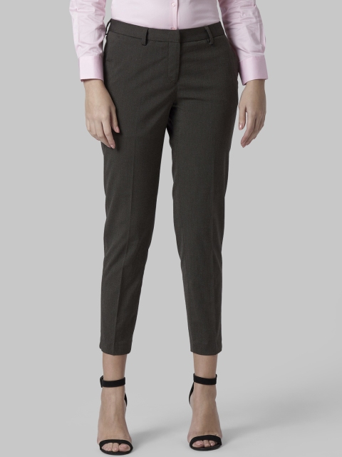 

Park Avenue Woman Brown Tapered Fit Self Design Cigarette Trousers
