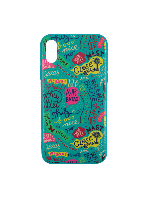

Chumbak Turquoise Blue & Pink Printed iPhone XR Mobile Case Cover