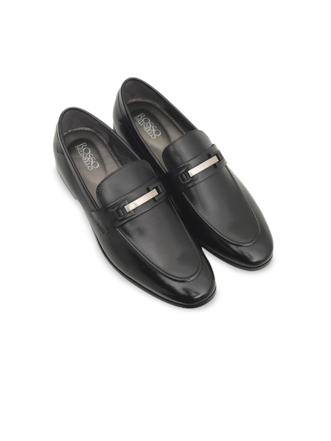 

ROSSO BRUNELLO Men Black Solid Leather Formal Loafers