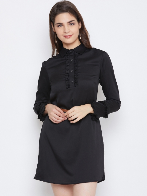 

Imfashini Women Black Solid Shirt Dress