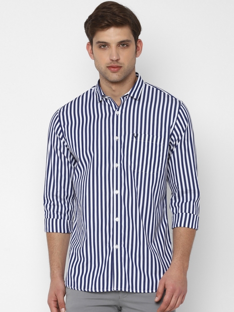 

Allen Solly Men Navy Blue & White Slim Fit Striped Casual Shirt