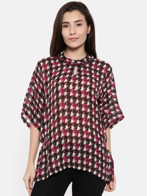 

The Kaftan Company Women Brown Printed A-Line Woolen Top