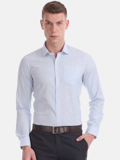 Excalibur Men Blue Slim Fit Solid Formal Shirt