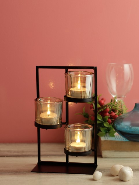 

House Of Accessories Black & Transparent Table-Top Candle Holder