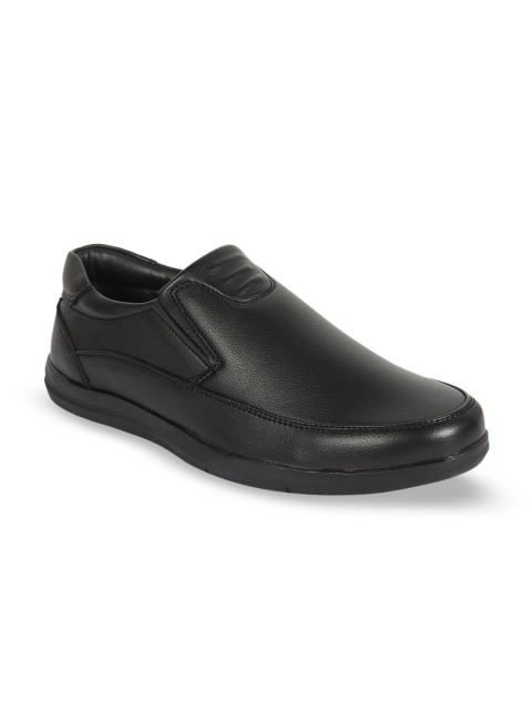 

Vardhra Men Black Textured Formal Slip-Ons