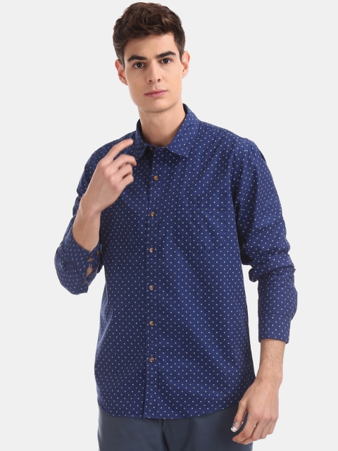 

Ruggers Men Navy Blue Regular Fit Printed Casual Shirt
