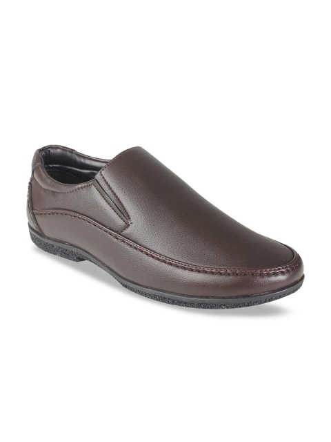 

Vardhra Men Brown Textured Formal Slip-Ons
