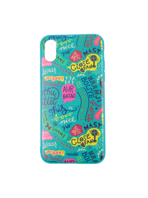 

Chumbak Turquoise Blue & Pink Printed iPhone XS Mobile Case Cover