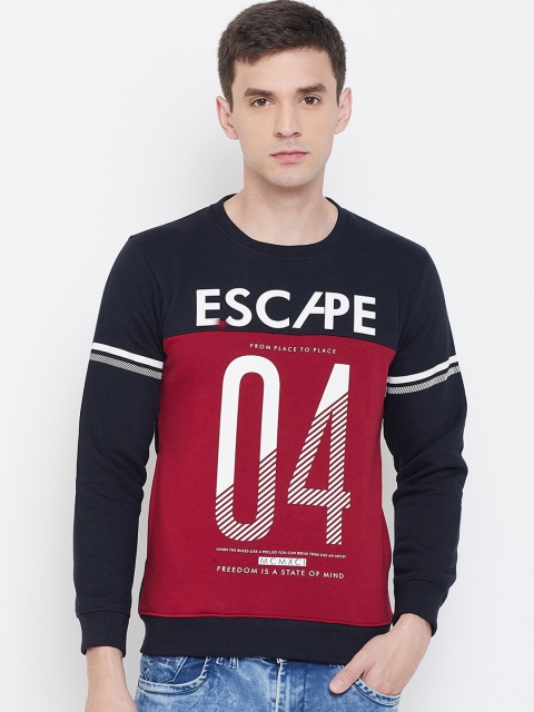 

Octave Men Maroon & Blue Printed Sweatshirt