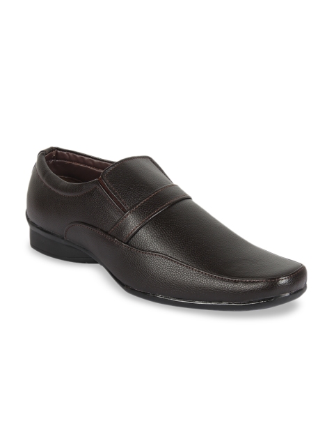 

Vardhra Men Brown Textured Formal Slip-Ons