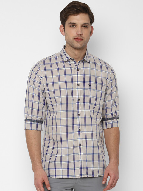 

Allen Solly Men Grey & Blue Slim Fit Checked Casual Shirt
