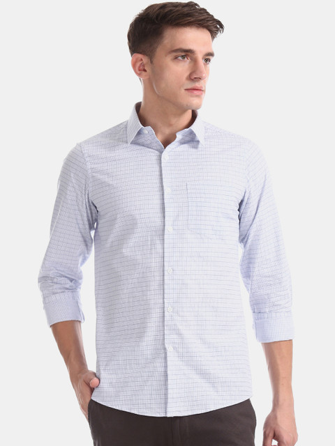 

Excalibur Men Blue Slim Fit Checked Formal Shirt