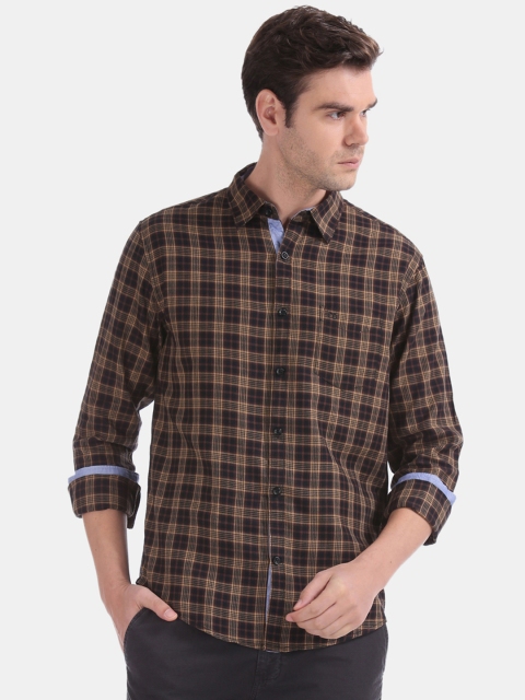 

Ruggers Men Brown Slim Fit Checked Casual Shirt
