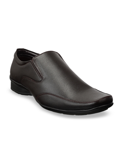 

Vardhra Men Brown Textured Formal Slip-Ons