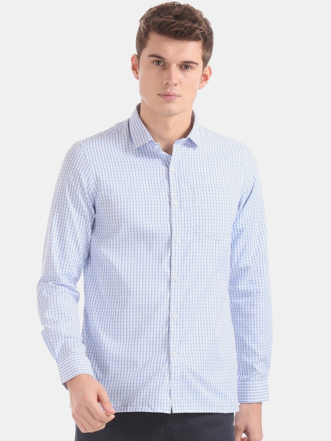 

Excalibur Men Blue & White Regular Fit Checked Formal Shirt