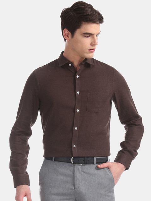 

Excalibur Men Coffee Brown Regular Fit Solid Formal Shirt