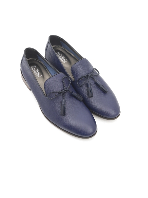 

ROSSO BRUNELLO Men Blue Textured Leather Formal Loafers